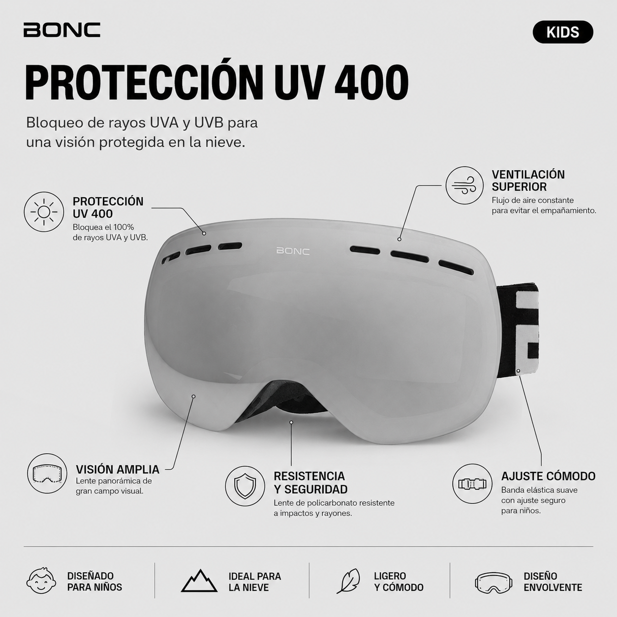 Protecci&oacute;n UV 400 antiparras kids BONC
